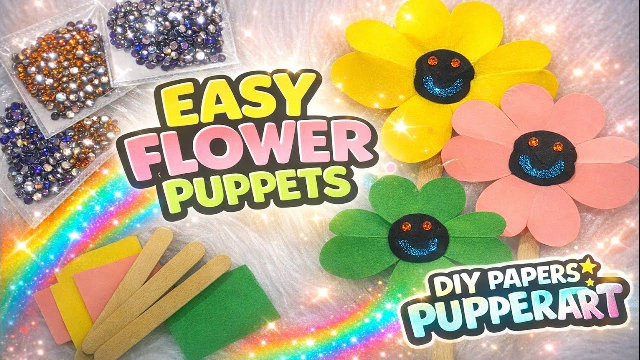 Crafting Paper Flower Puppets #paperart #craft #puppets #flower #diy