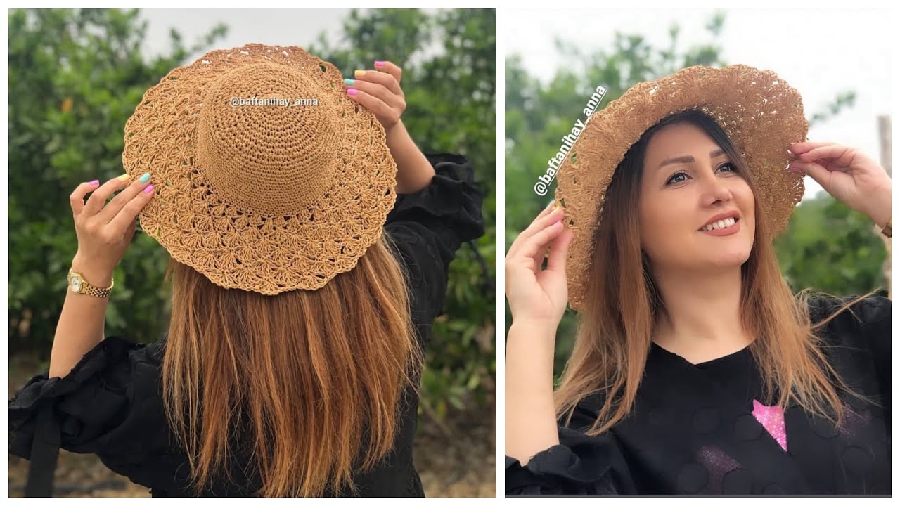 Beach hat weaving with raffia/بافت کلاه ساحلی با رافیا