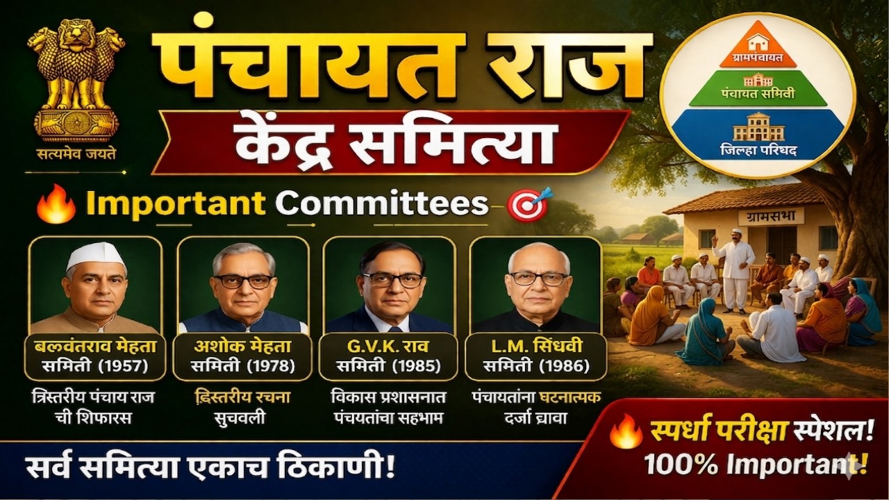 Panchayatraj / पंचायतराज (महत्वाच्या केंद्रीय समित्या )