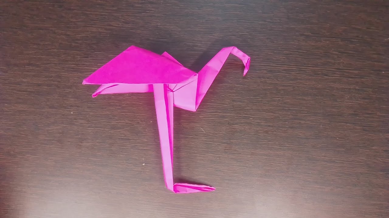 HOW TO MAKE ORIGAMI FLAMINGO..#colourpapercraft #paperart #origamianimal 
