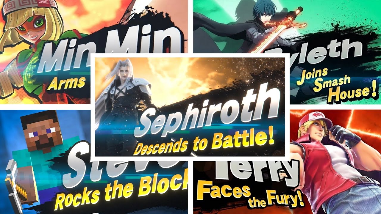 Super Smash Bros Ultimate - All Newcomers Trailers Including Sephiroth