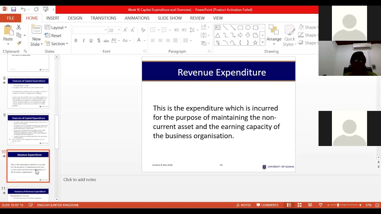 (UG)UGBS 205 Accounting Lecture 9 Capital Expenditure Depreciation  Dr. Edem Welbeck