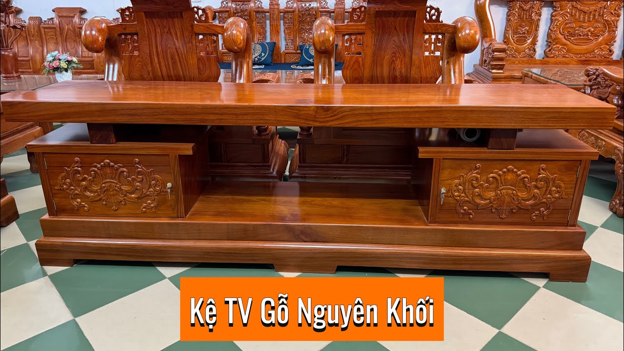 Kệ tivi Nguyên Khối gỗ Hương Đá, Anh Chị sành chơi nhìn cái là ƯNG liền | Đồ Gỗ Sơn Trang