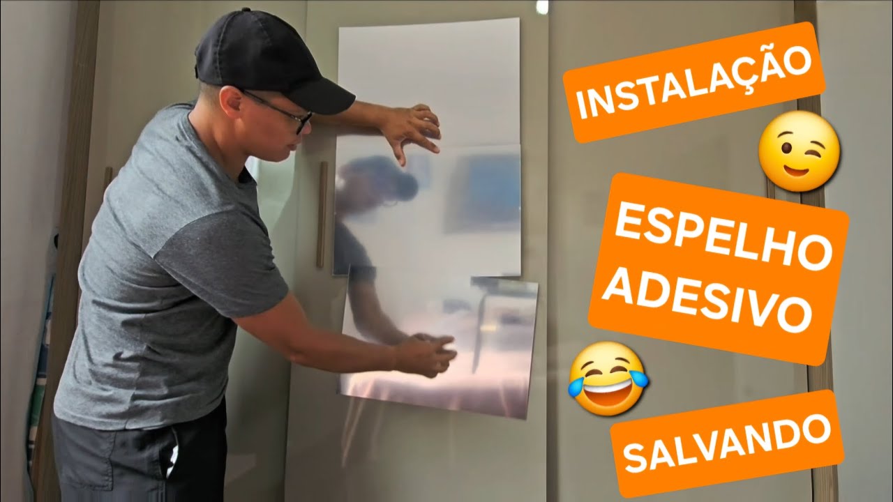 Aprenda como colocar espelho adesivo autocolante no guarda roupa