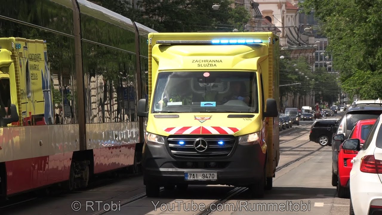 Prague EMS ambulance 180 responding | RZP 180 ZZSHMP | RTW 180 Rettungsdienst Prag [CZ | 23.5.2024]