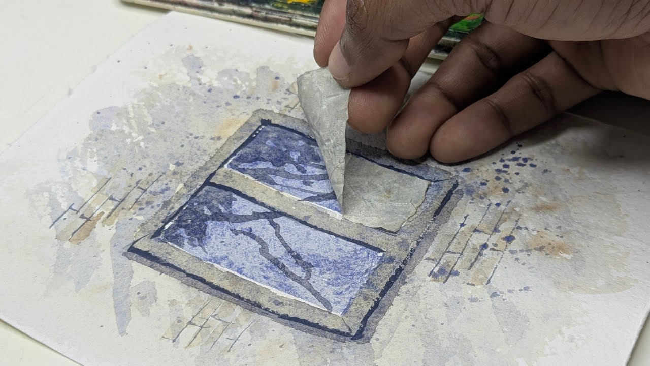 This Masking Tape Trick Changed My Watercolor Paintings! 🪟✨ Watercolour Glass Window Tutorial 