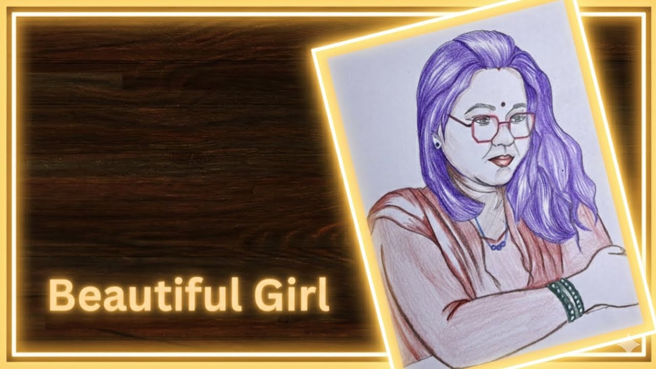 Beautiful Girl Drawing with Glasses | Easy Color Pencil Portrait Step by Step | Drawing Tutorial