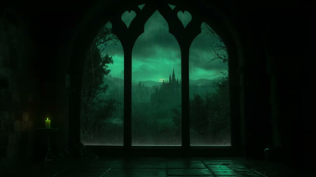 8 Hours Rain Sounds for Sleep (No Ads) 🌧️ | Rain on Castle Window at Night