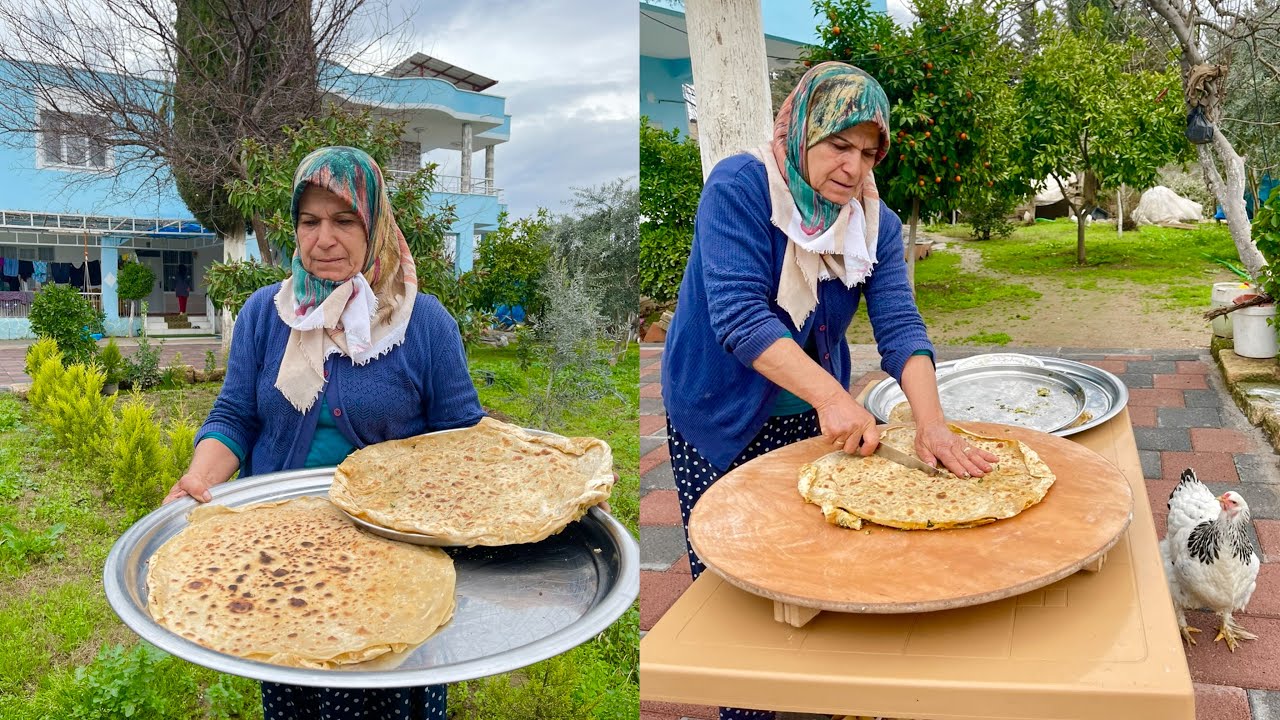 ARANAN OSMANCIK BÖREĞİ 💫KÖY BAHÇESİ EKMEK BÖREK YAPIMI 💯 KEND İŞLERİ ASMR