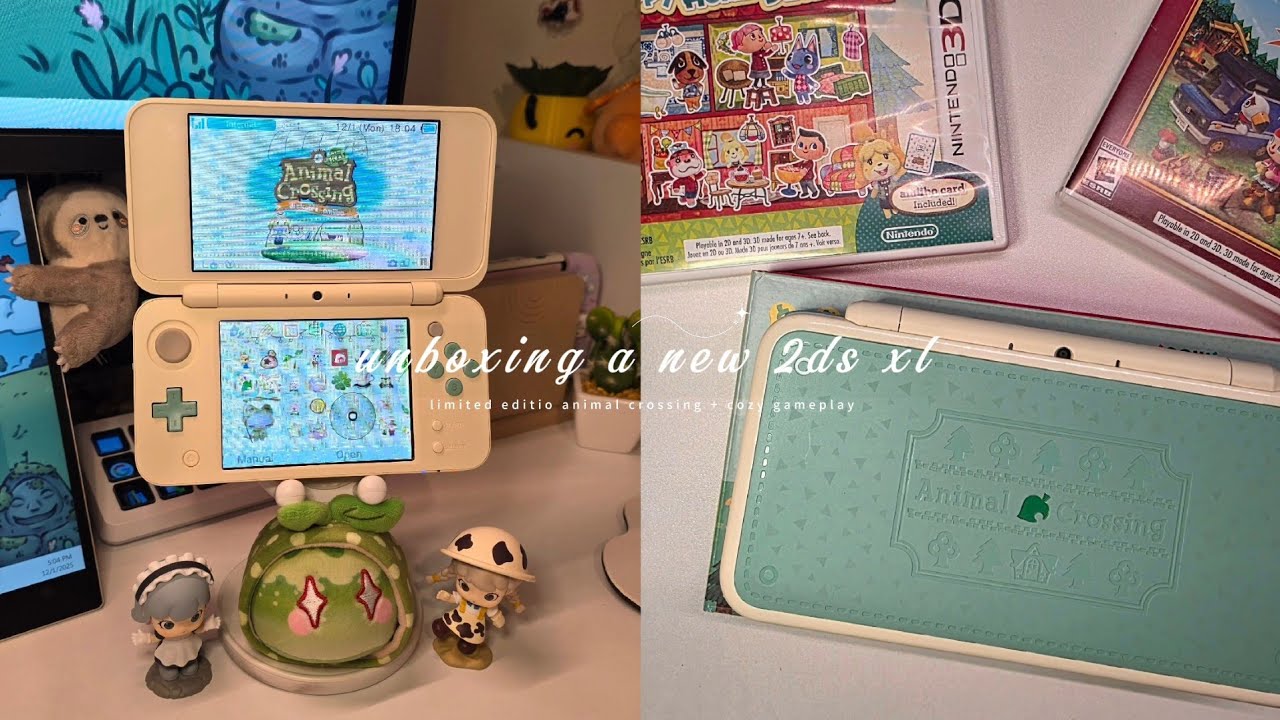 🍃новая эстетическая распаковка Animal Crossing 2ds XL + уютный геймплей