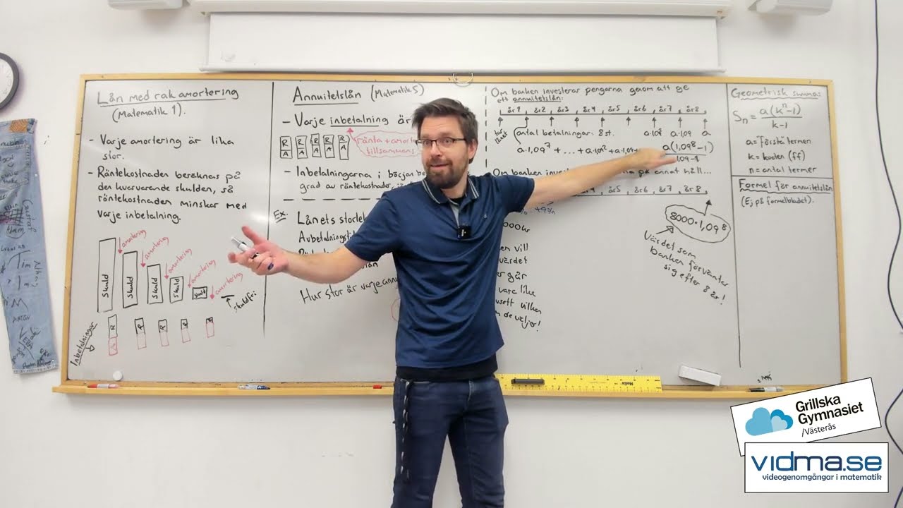 Matematik 5: ANNUITETSLÅN (Tillämpning av geometrisk summa)