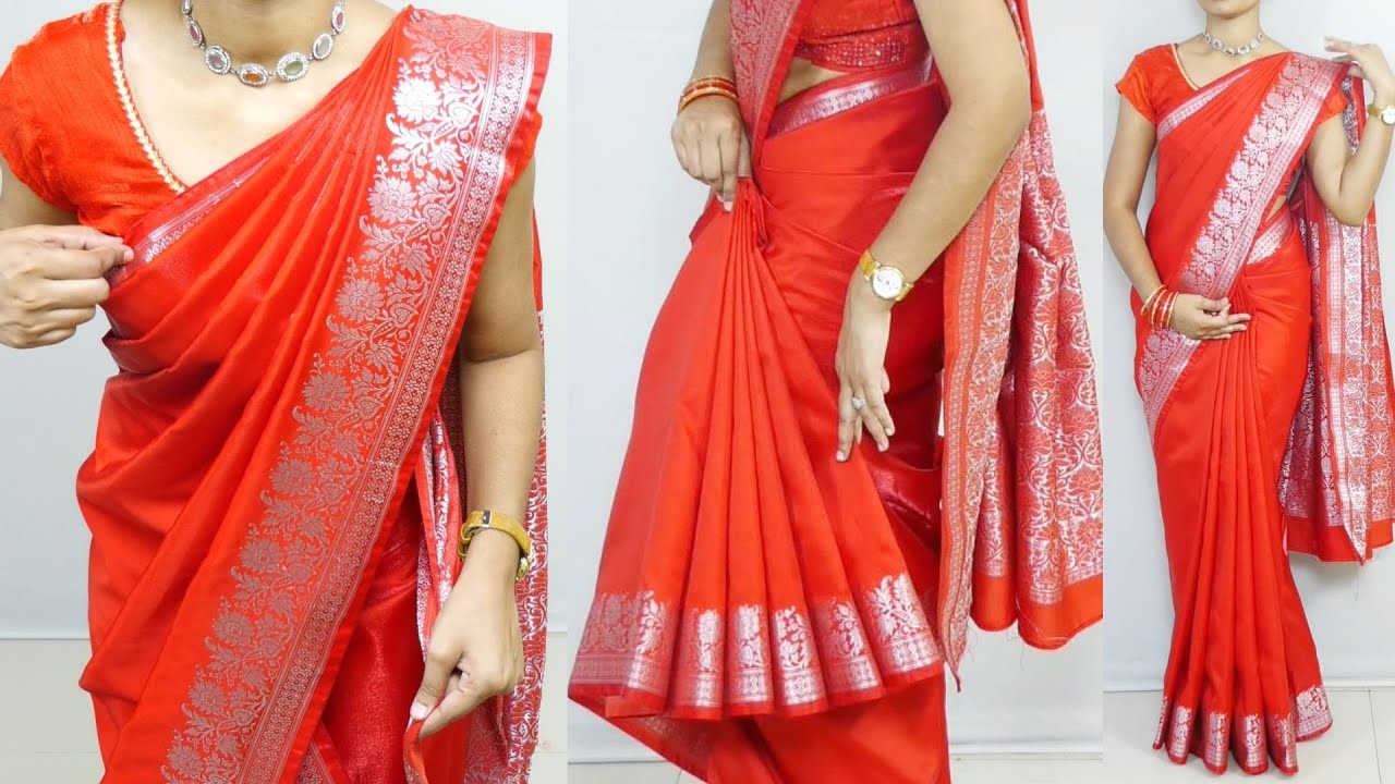 Very Beautiful saree draping wedding & Functions |Perfect pleats saree draping For Bridal /Simple
