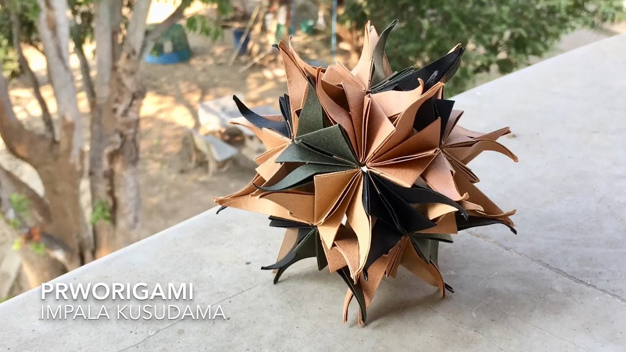 Impala Kusudama - PrwOrigami Folding Tutorial 【くす玉・折り紙】