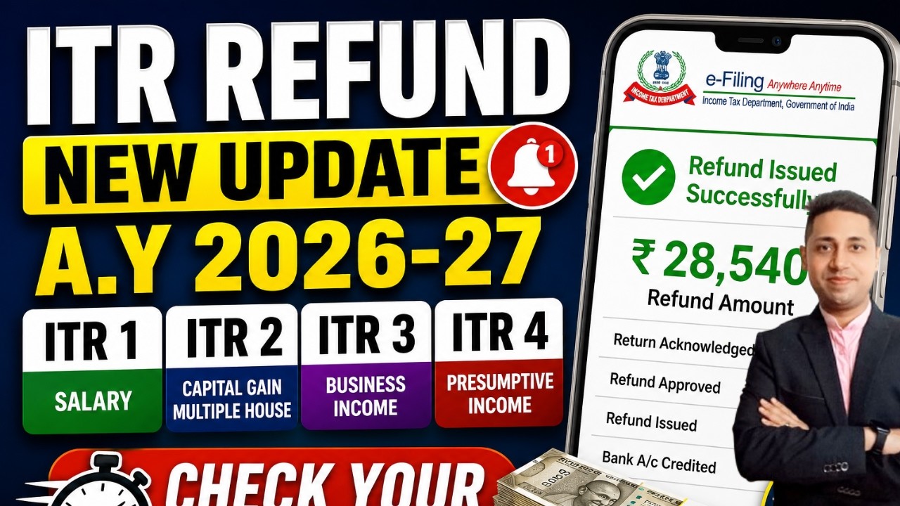 ITR Refund New Update AY 2026-27ITR 1, ITR 2, ITR 3, ITR 4 Refund Status Check Income Tax Refund Now