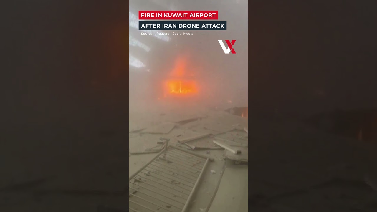 Fire & Smoke At Kuwait International Airport After Reported Iranian Drone & Missile Attack | VERTEX