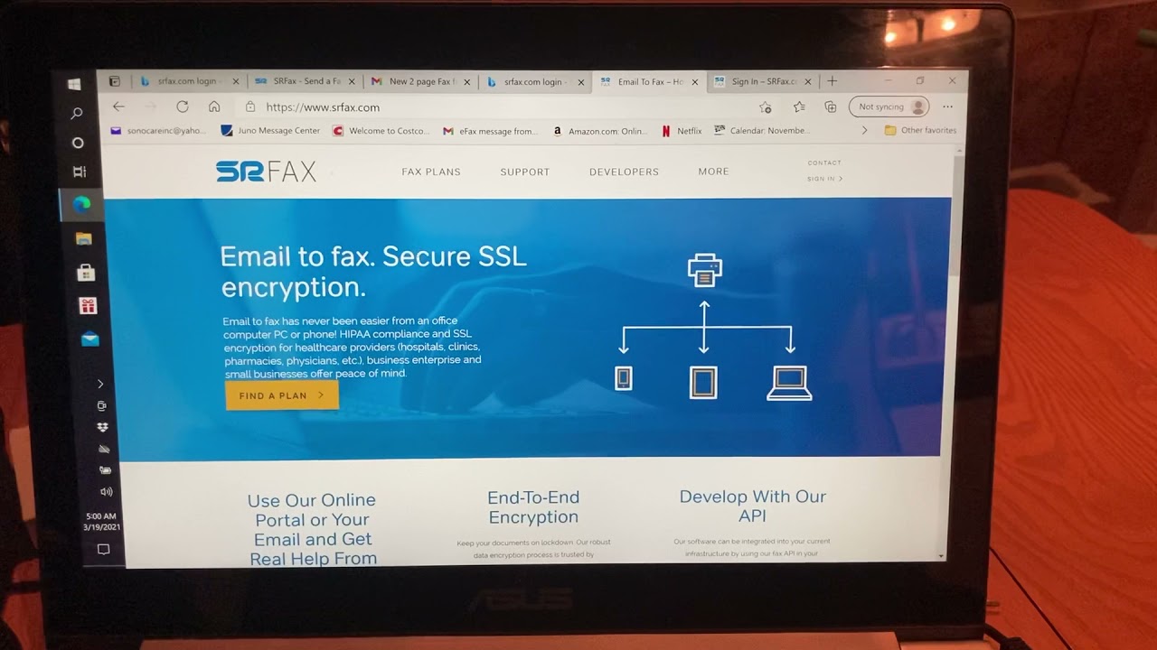 Sending faxes using SRFAX