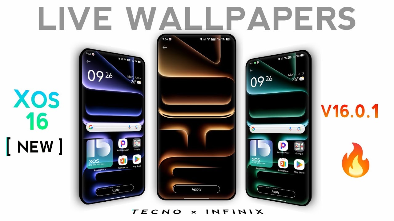 XOS 16 Live Wallpapers New Update ( Multi Colors ) For Tecno & Infinix 2026