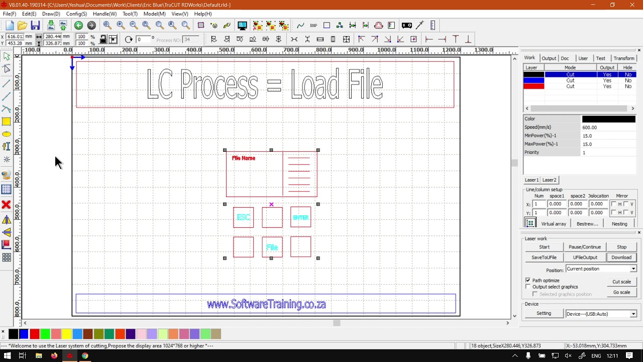 TruCUT RDWorks Load Files onto the Laser Machine (Part 7) Laser Cut Process Mini-Series