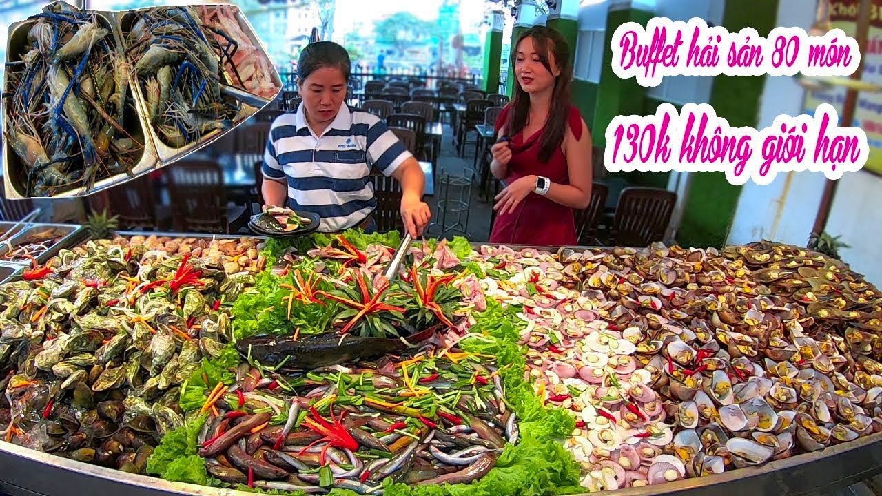 Cực đã khay buffet hải sản hơn 80 món tôm càng, mực ống... giá cực rẻ 130k không giới hạn có gì?