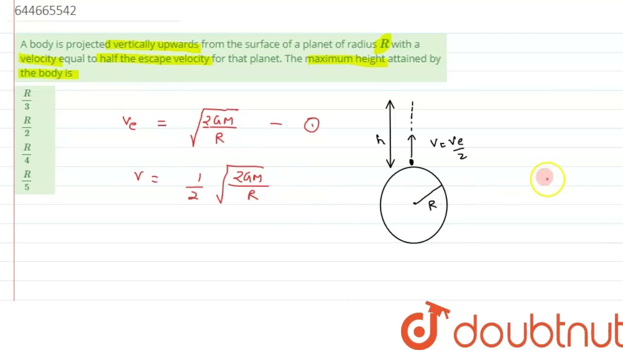 A body is projected vertically upwards from the surface of a planet of radius R with a velocity ...