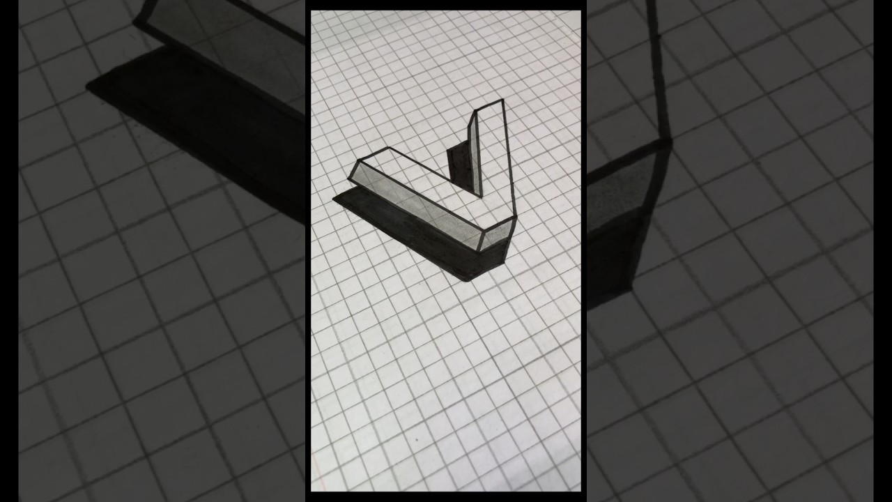 3d V drawing 😱 #shorts #art