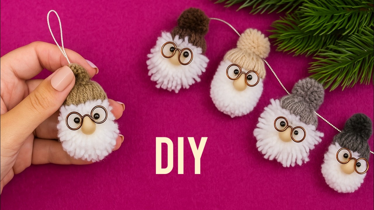 Милые Гномики в Шапочках из Пряжи 🧶 Делаю за 5 минут 🤗 Pompom Gnome making idea 💛 DIY NataliDoma
