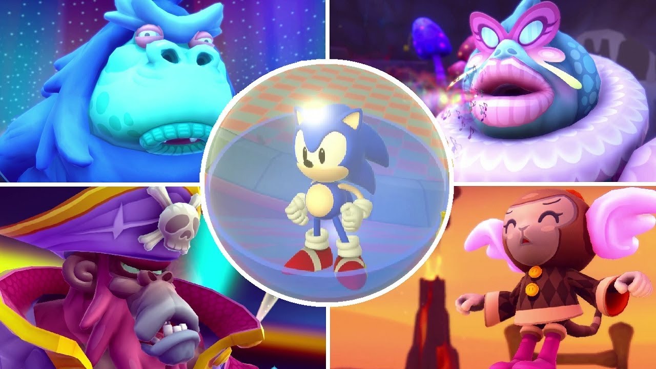 Super Monkey Ball: Banana Blitz HD - All Bosses with Sonic