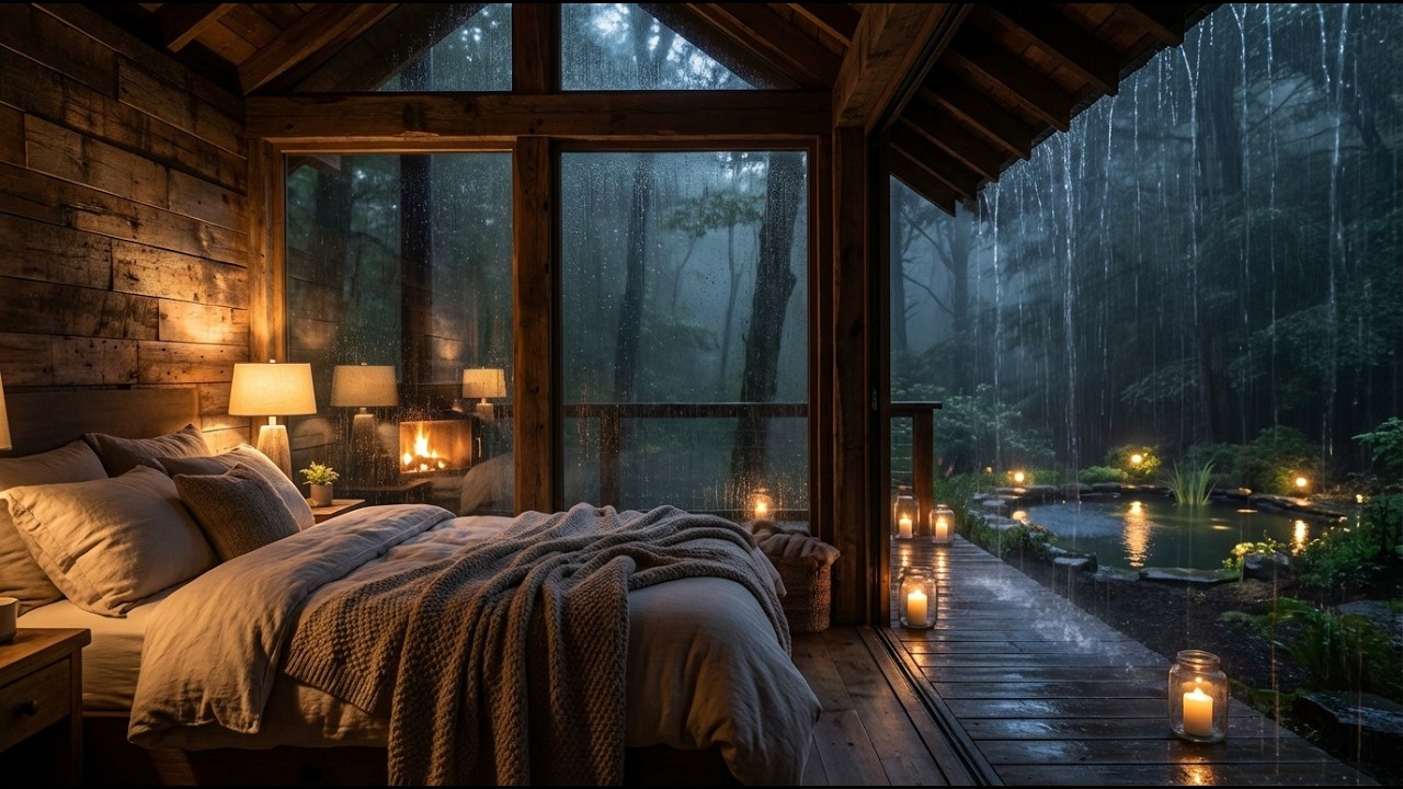 Calm Rain Ambience in a Cozy Cabin for Deep Sleep, Overthinking, Anxiety, Insomnia & Stress Relief