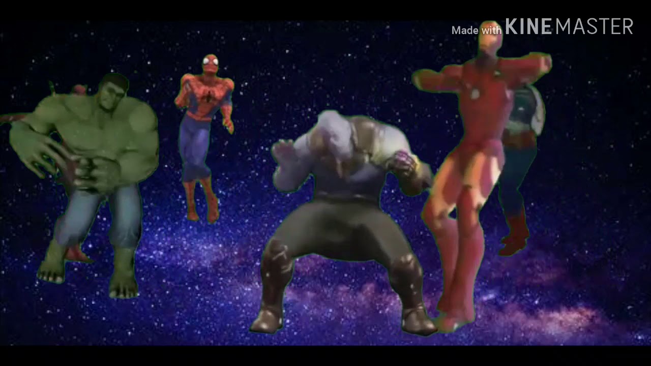 Los Avengers y Thanos bailando la cumbia del infinito