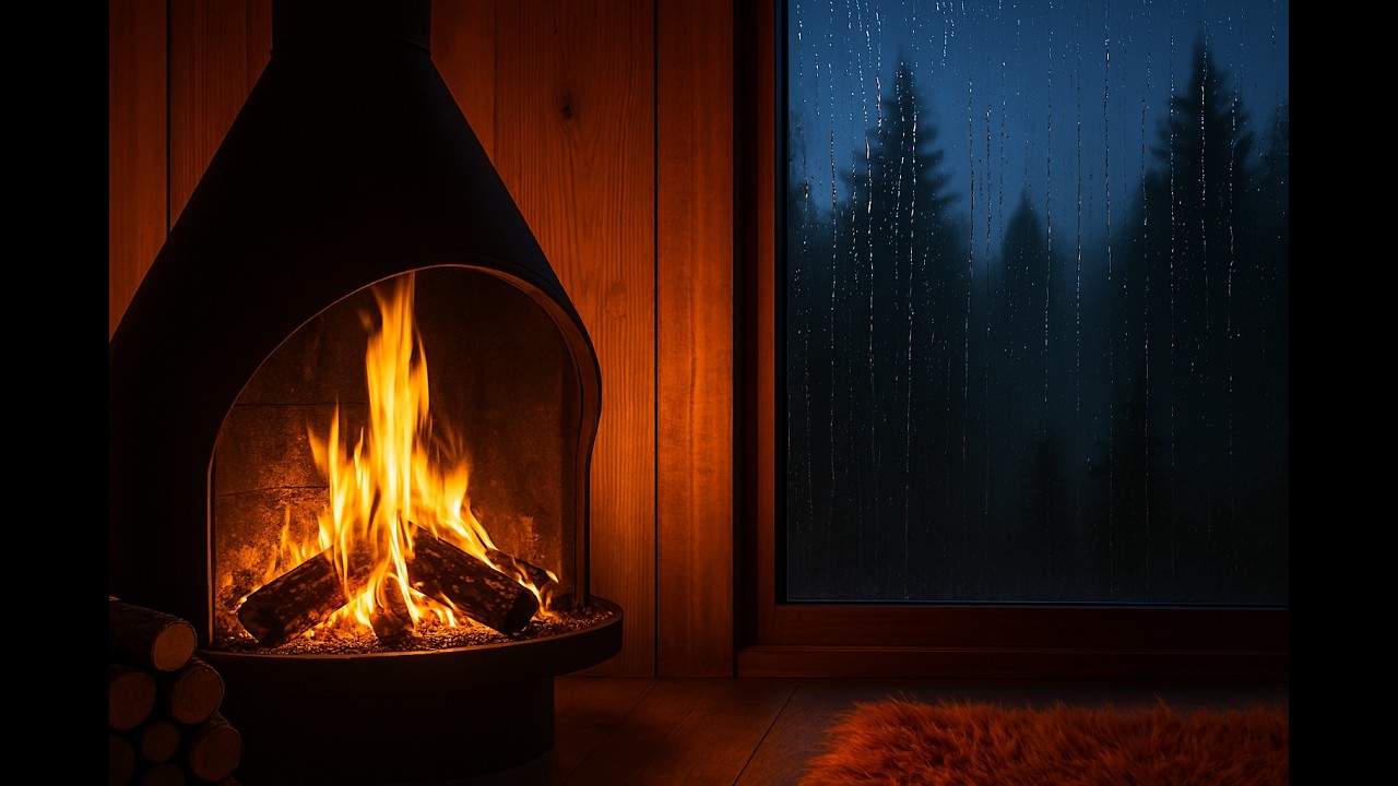 🔥 Cozy Cabin Heavy Rain 24/7 | 🌧️ Rain Sounds & Crackling Fireplace