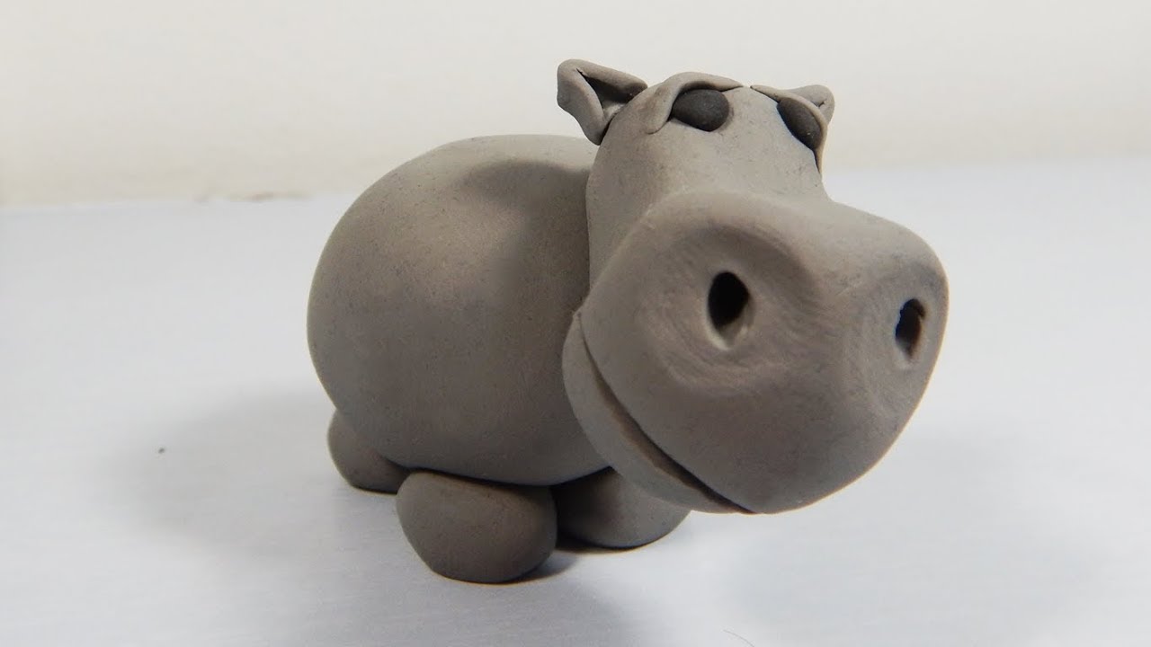 Cómo hacer un hipopótamo de plastilina paso a paso fácil, explicado, arcilla polimérica.