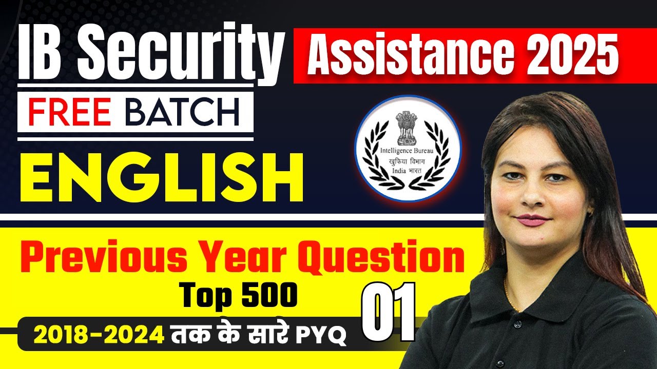IB Security Assistant Classes | English | IB Security Assistant Previous Year Question Paper 01