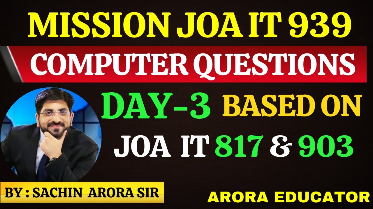 JOA IT 939 Exam | JOA IT 939 Computer Questions | JOA IT 939 Classes | JOA IT Preparation | Day-3 |