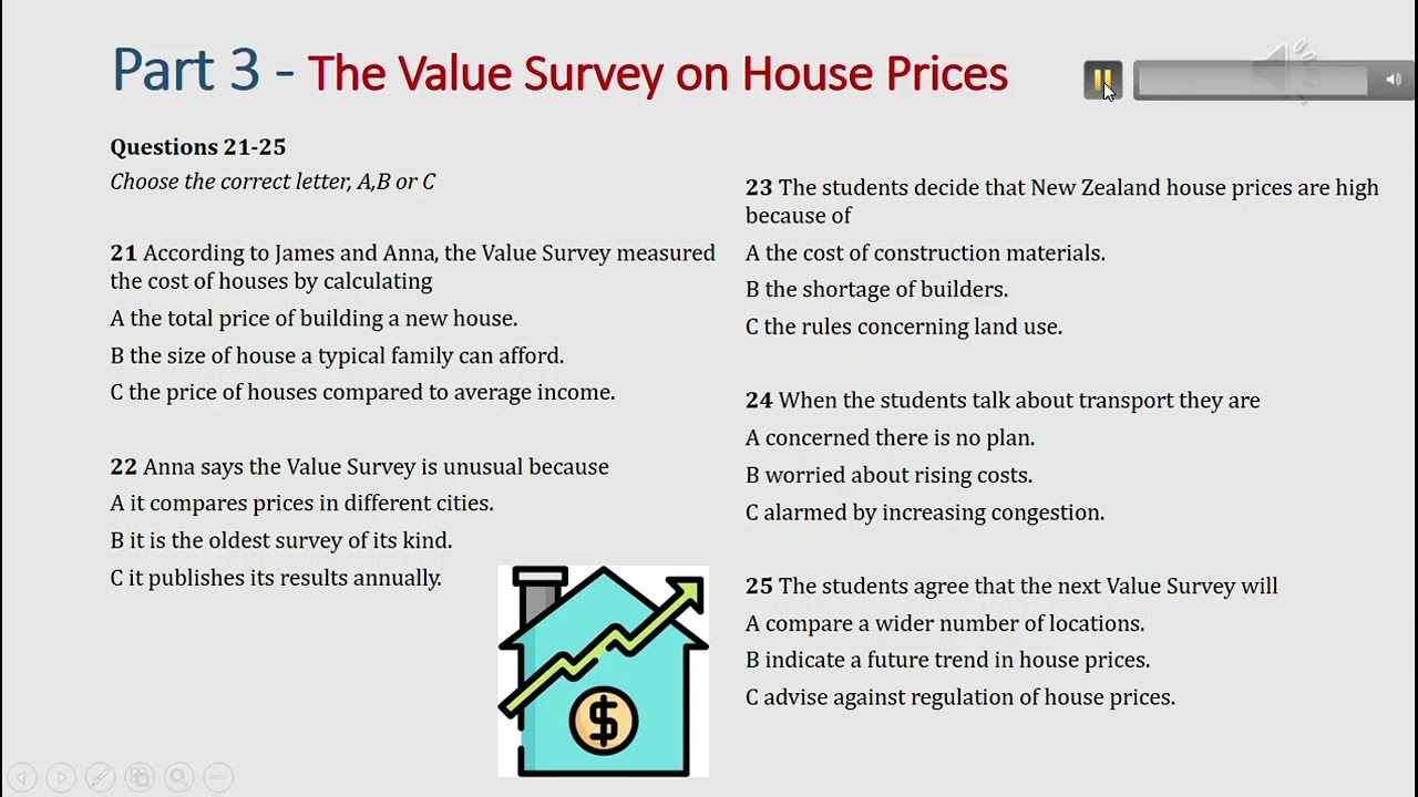 IELTS listening actual test Part 3: The Value Survey on House Prices (answer+ transcript)