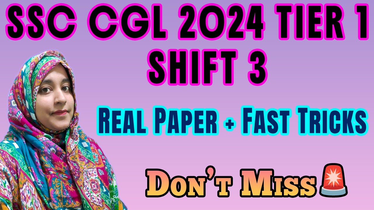 SSC CGL 2024 Tier 1 Shift 3 | Memory-Based Questions Fully Solved