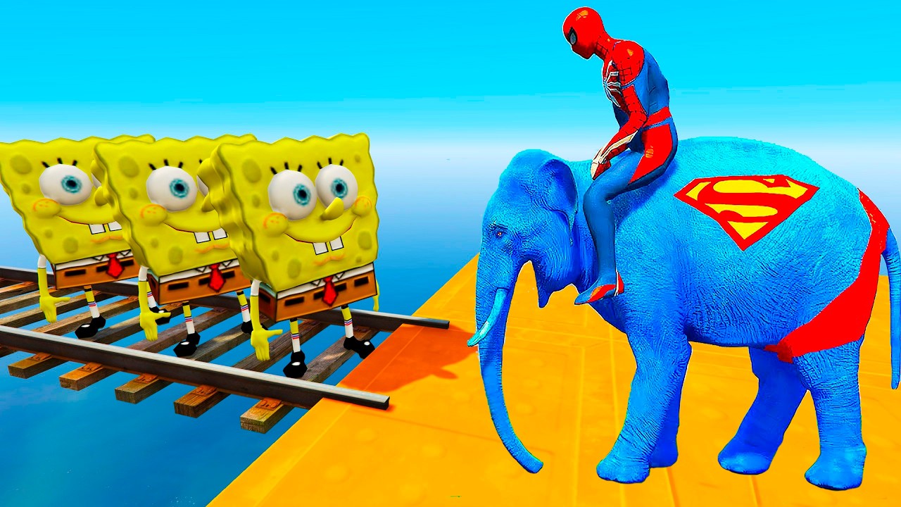 GTA 5 | Crazy Ragdoll - Spiderman On Rainbow Bridge With Minions (Funny Fails Compilations) 1