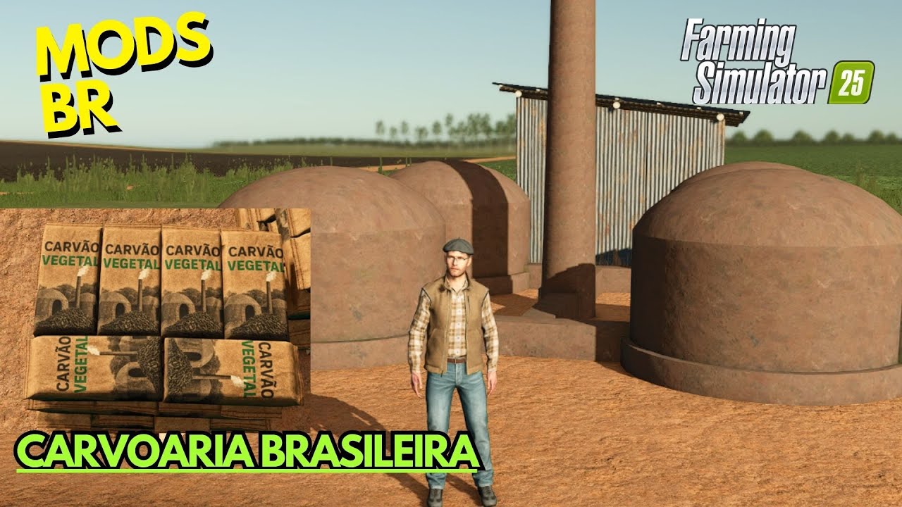 NOVA FÁBRICA DE CARVÃO BR! 🇧🇷 Lucrando com Madeira e Paletes de Carvão no FS25 | Mods Essenciais