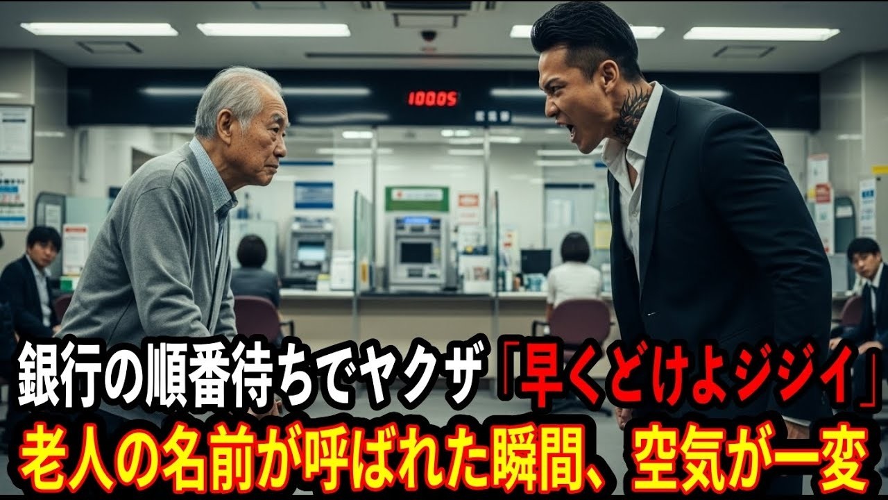 銀行の順番待ちでヤクザ「早くどけよジジイ」老人の名前が呼ばれた瞬間、空気が一変