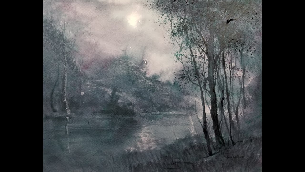 Watercolor Landscape Tutorial 172: Quin Rose and Phthalo Green