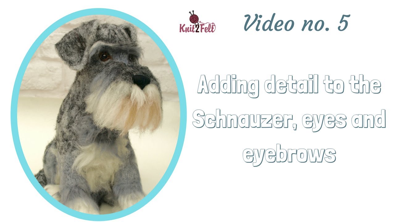 Needle Felting Schnauzer eyes and eyebrows