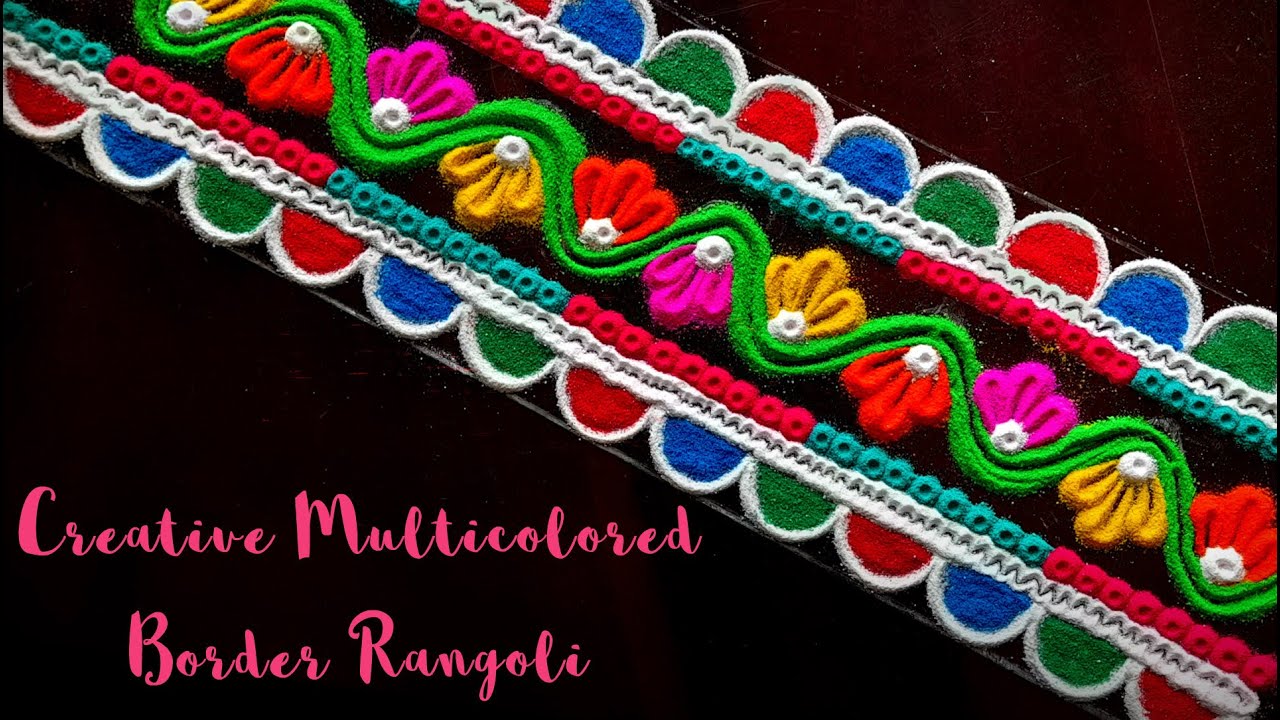 Easy multicolored border rangoli | Creative rangoli ideas | Relaxing rangoli art