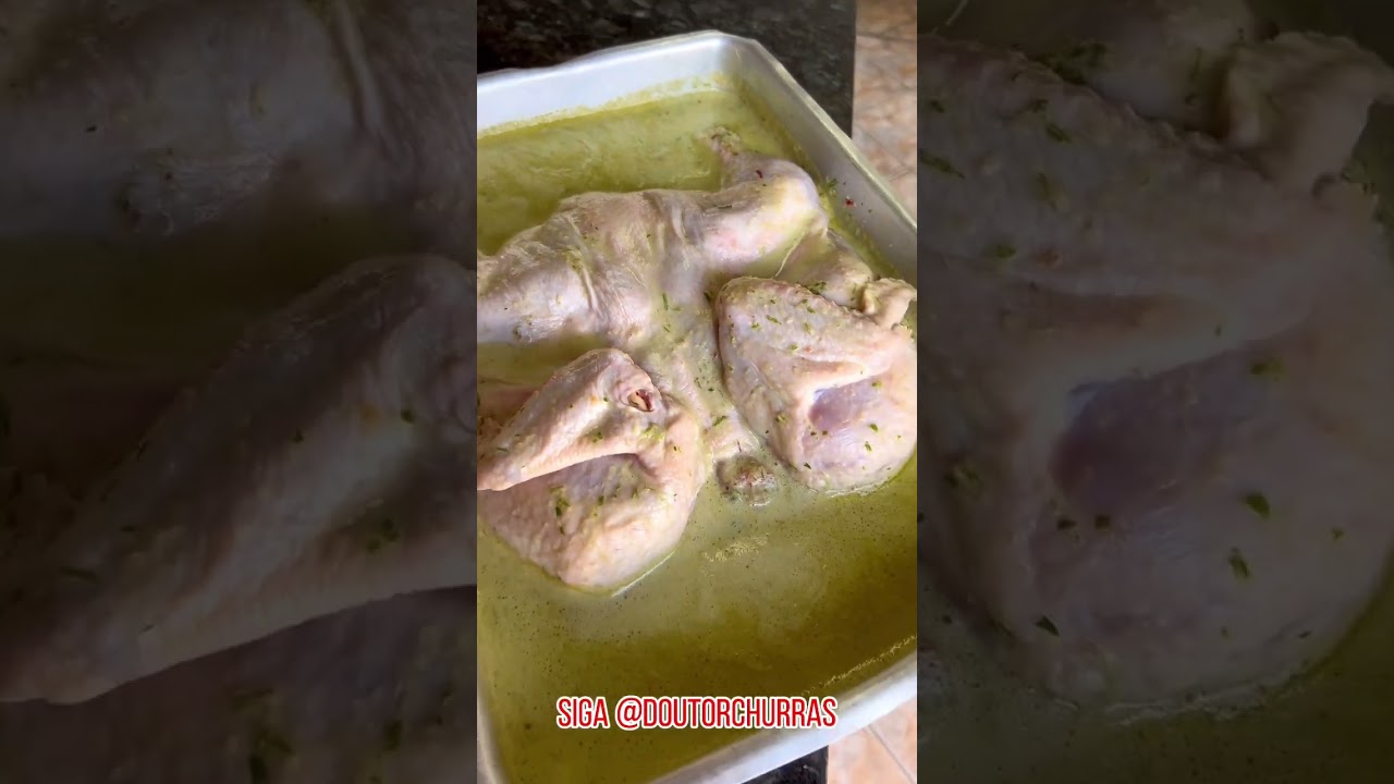 Frango assado na churrasqueira marinada especial de a&ccedil;ougue