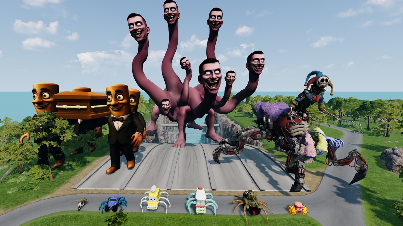 ALL MONSTERS Big & Small Cars with NEW WE SWAM TOO FAR 8 HEAD & TUNG TUNG COFFIN  – BeamNG Drive
