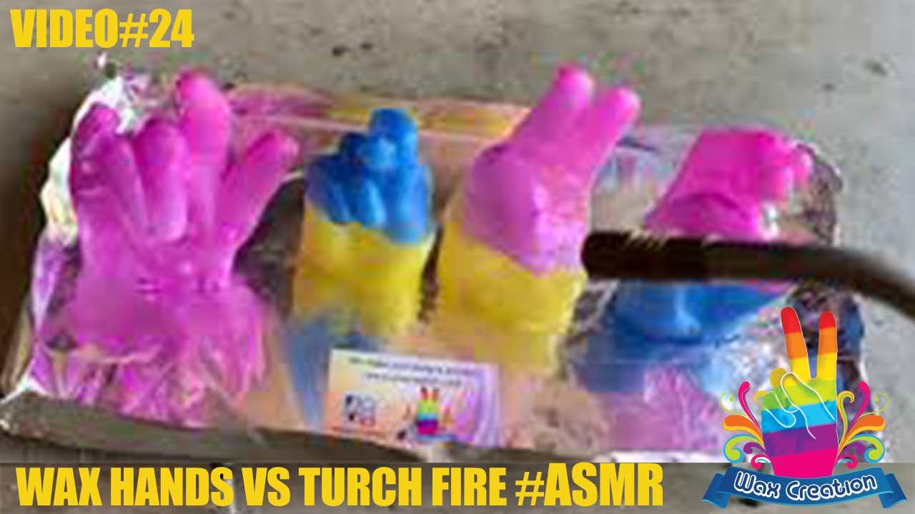Wax hands ✌🏼VS torch 🔥 satisfying video of melting wax hands with torch!