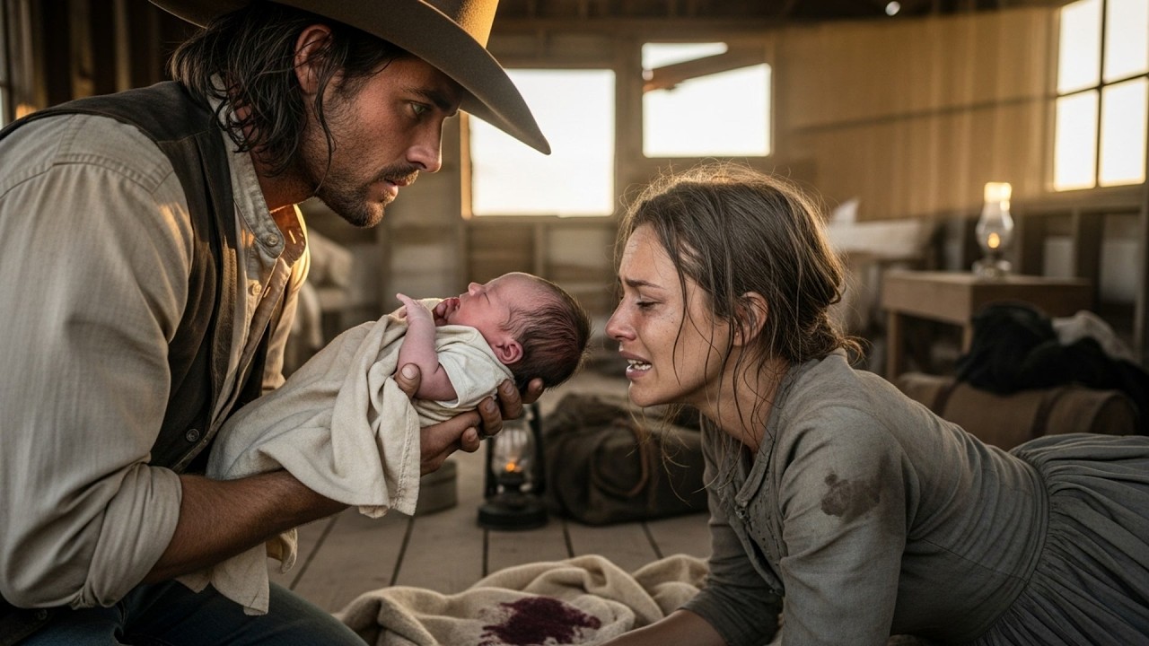 She Was Too Weak To Lift Her Newborn Baby, The Cowboy Held The Child So She Could See Its Face