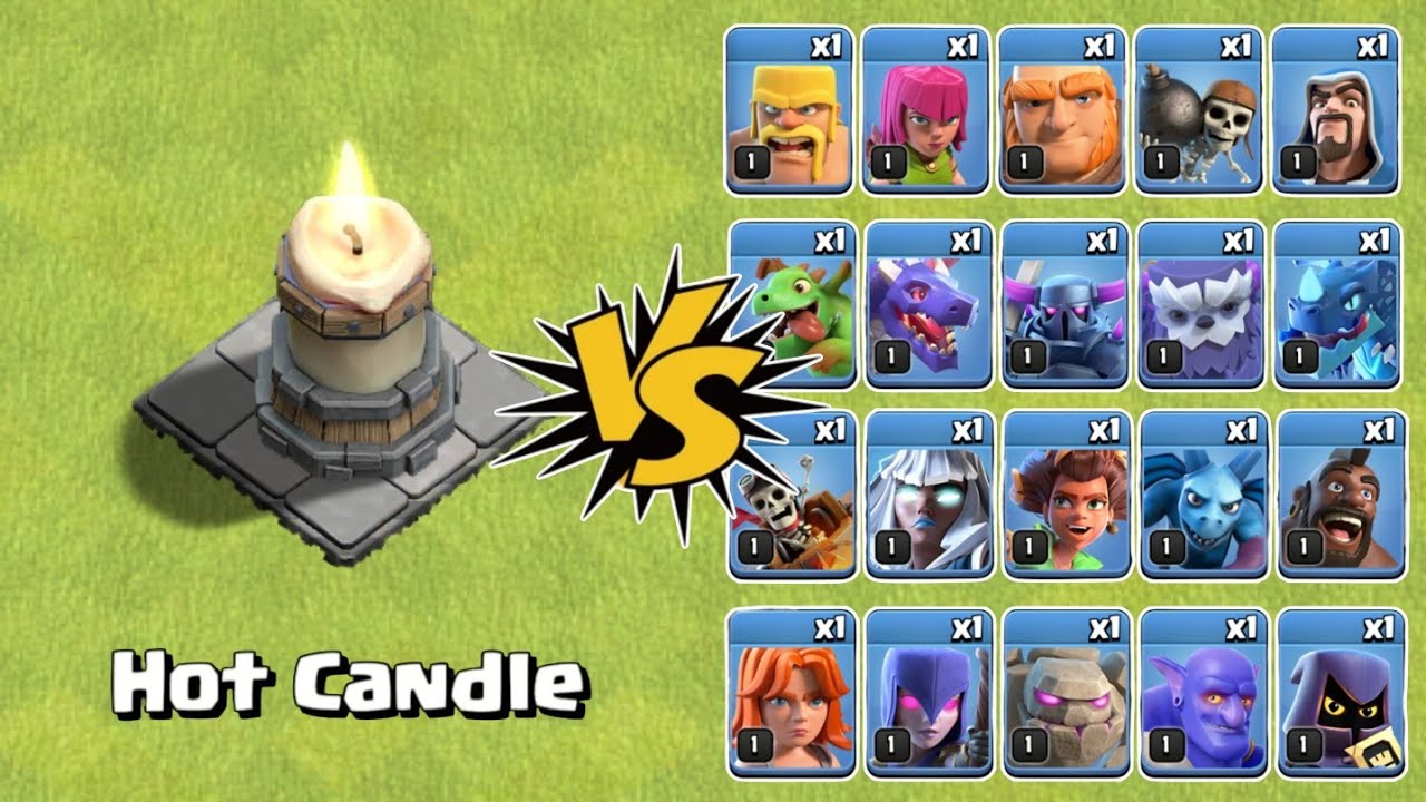 Level 1 Hot Candle vs Level One Troops | Clash Of Clans