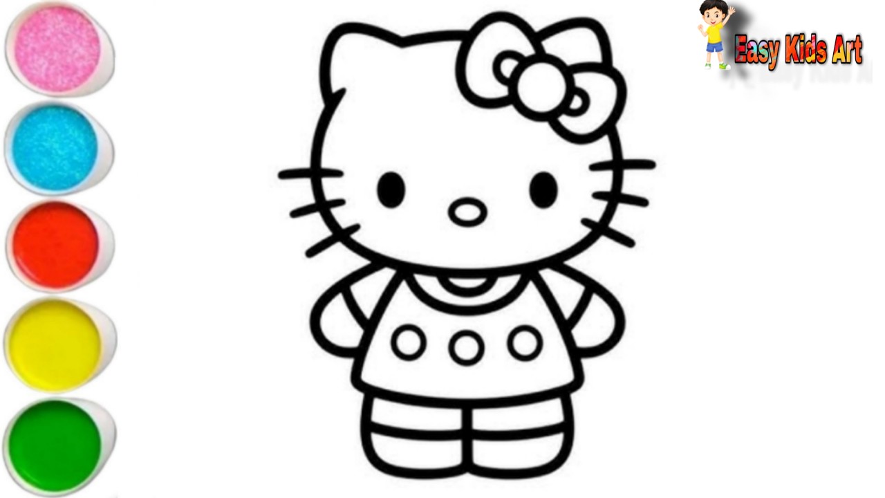 Милая раскраска Hello Kitty для детей 🎨 | Простой и увлекательный урок рисования