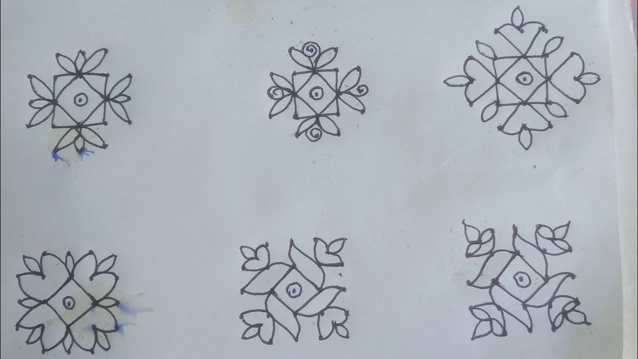 5×5 dots simple rangoli designs for daily 🌺✨ #rangoli #dialyrangoli #muggulu #rangolimuggulu 