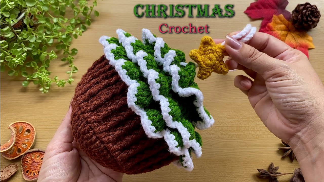CHRISTMAS CROCHET 🎄 Crochet Christmas Tree Bag 🎄 Drawstring Bag 🎁