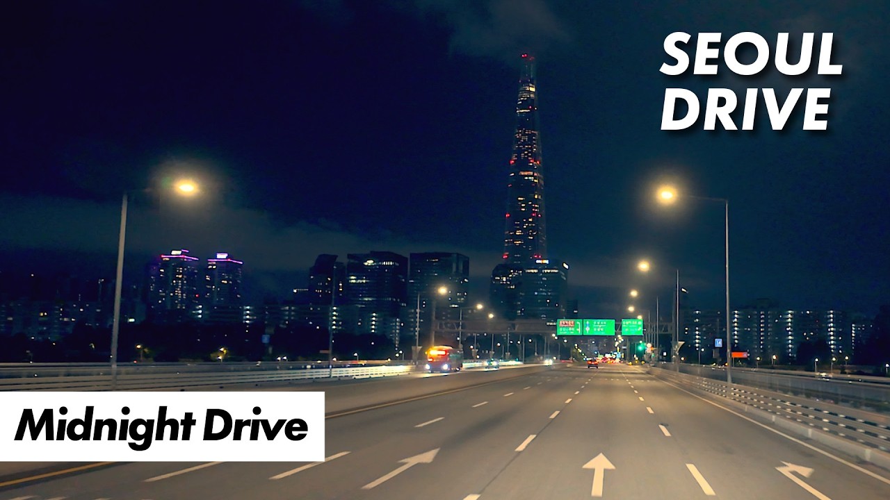 Seoul Midnight Drive for Sleep / Lo-fi Ambient Piano / 4K #seoul #incheon